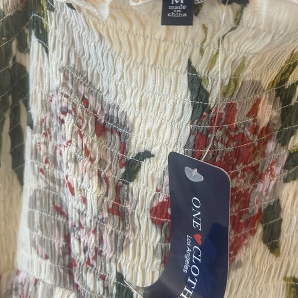 One Clothing Camisole Strap Tiered Colorful Floral Maxi Dress Size M Flowy Skirt - Picture 10 of 16